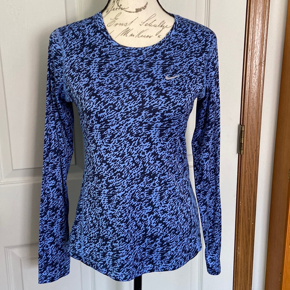 Nike Dri-Fit Blue & Black Running Long Sleeve